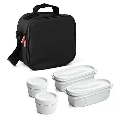 Urban Food Casual - Bolsa de almuerzo aislada, capacidad de 3 litros, 4  recipientes de plástico para almacenamiento de alimentos (2 x 0,5 L, 2 x  0,2
