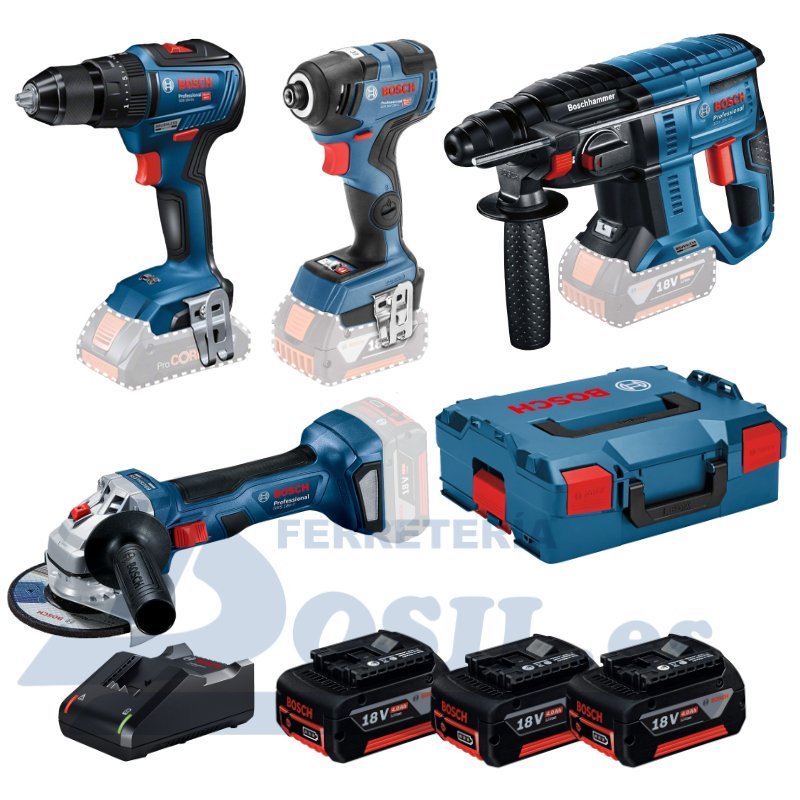 Taladro Atornillador BOSCH GSR 18V-60 C (2 x 5,0 Ah + GAL18V-40 + L-Boxx  136)