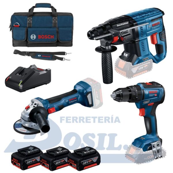 Kit Bosch GSB 18V-55 + GWS 18V-7 + GBH 18V-21