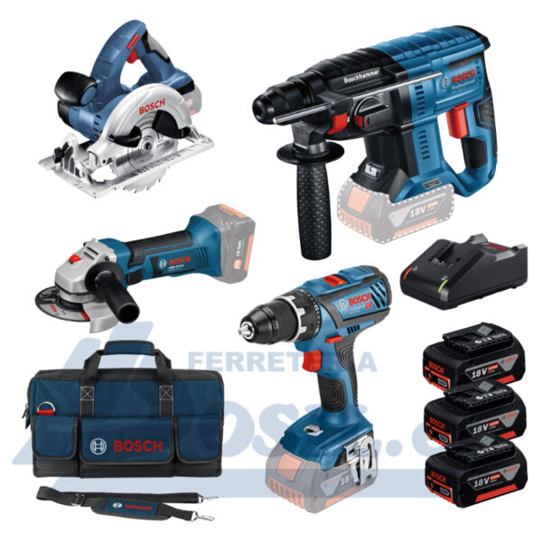 Kit Bosch GSR 18V-28 + GBH 18V-21 + GWS 18V-Li + GKS 18V-Li